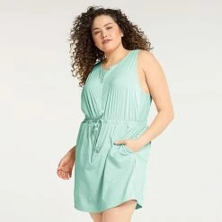 Plus Size FLX Woven Tank Dress With Built-In Shorts Cascading Floral