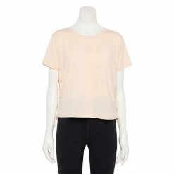 Women's FLX Cinched-Side Keyhole Back Tee Leisure Beige