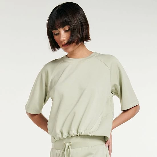 Women's FLX Banded-Bottom Crewneck Crop Top Mint Crackle Women's FLX Banded-Bottom Crewneck Crop Top Mint Crackle -FLX stop unnamed file 2554