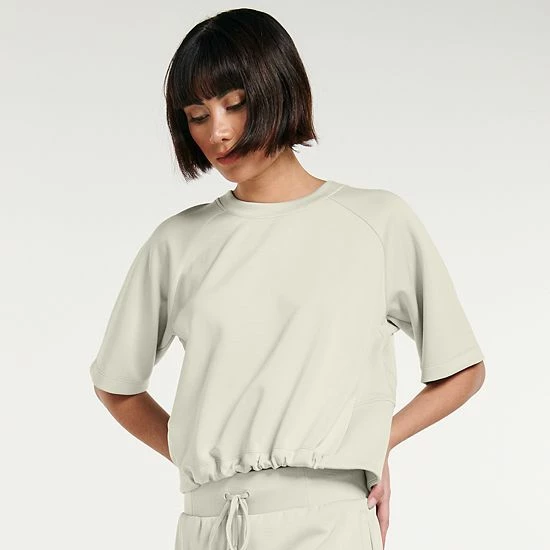 Women's FLX Banded-Bottom Crewneck Crop Top Mint Crackle Women's FLX Banded-Bottom Crewneck Crop Top Mint Crackle -FLX stop unnamed file 2555