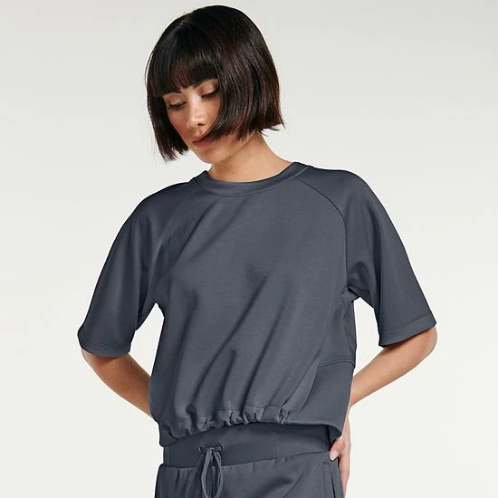 Women's FLX Banded-Bottom Crewneck Crop Top Mint Crackle Women's FLX Banded-Bottom Crewneck Crop Top Mint Crackle -FLX stop unnamed file 2557