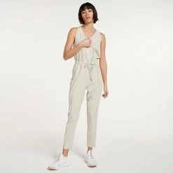Women's FLX Sleeveless Woven Jumpsuit Sand Trap