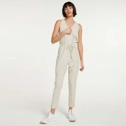 Women's FLX Sleeveless Woven Jumpsuit Sand Trap -FLX stop unnamed file 2565