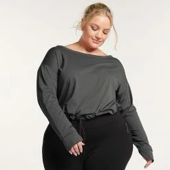 Plus Size FLX Cinched Bungee-Hem Top Modern White -FLX stop unnamed file 2630