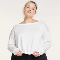 Plus Size FLX Cinched Bungee-Hem Top Modern White -FLX stop unnamed file 2631