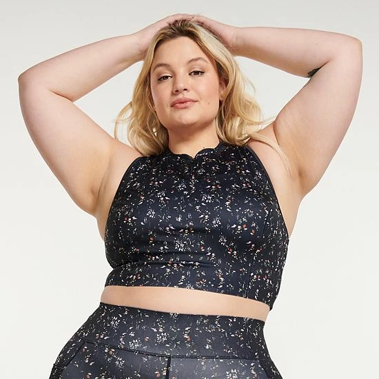 Plus Size FLX Ascent Zip Front Medium-Impact Longline Sports Bra Cascading Floral 6 Plus Size FLX Ascent Zip Front Medium-Impact Longline Sports Bra Cascading Floral - Image 4