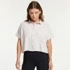 Women's FLX Collared Woven Crop Shirt White -FLX stop unnamed file 2659