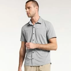 Men's FLX Dynamic Comfort Button-Down Shirt Charcoal -FLX stop unnamed file 266
