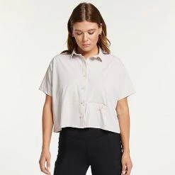 Women's FLX Collared Woven Crop Shirt White -FLX stop unnamed file 2662