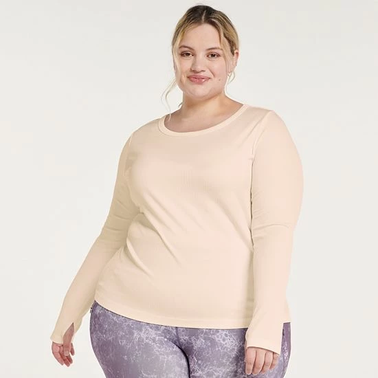 Plus Size FLX Balance Ribbed Crewneck Fitted Tee Lacy Lavendar 7 Plus Size FLX Balance Ribbed Crewneck Fitted Tee Lacy Lavendar - Image 5