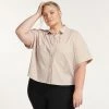 Plus Size FLX Collared Woven Crop Shirt Modern White -FLX stop unnamed file 2692