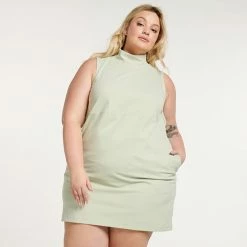 Plus Size FLX Affirmation Mockneck Sleeveless Dress Mint Crinkle -FLX stop unnamed file 2713