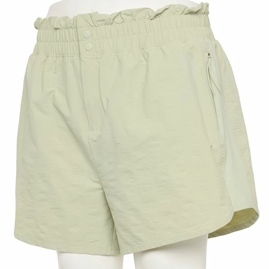 Plus Size FLX High-Waisted Paperbag-Waist Shorts 3 Plus Size FLX High-Waisted Paperbag-Waist Shorts