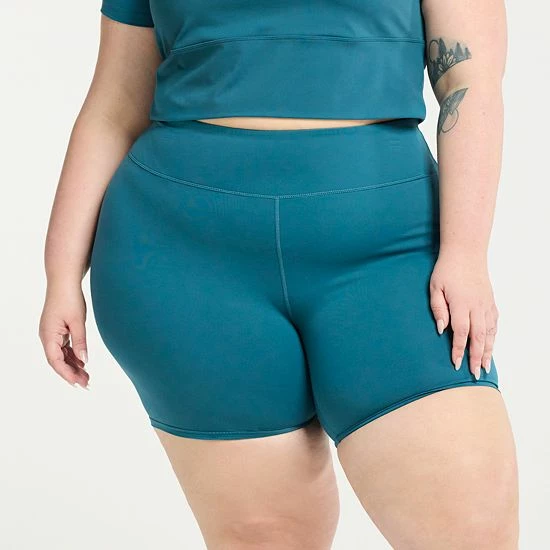 Plus Size FLX Affirmation High-Waisted Bike Shorts Southern Peach Plus Size FLX Affirmation High-Waisted Bike Shorts Southern Peach -FLX stop unnamed file 2763
