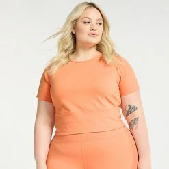 Plus Size FLX Affirmation Crop Top Southern Peach