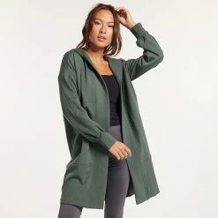 Women's FLX Open-Front Seamed Sweatshirt Cardigan Armour Gray -FLX stop unnamed file 377