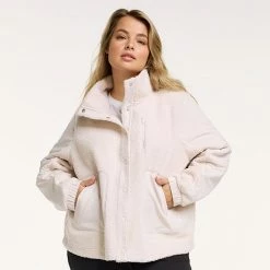 Plus Size FLX Boucle Mixed-Media Jacket Plum Pie