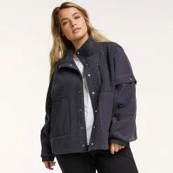 Plus Size FLX Boucle Mixed-Media Jacket Plum Pie -FLX stop unnamed file 560