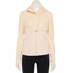 Women's FLX Hooded Mixed-Media Performance Jacket Plum Sherry