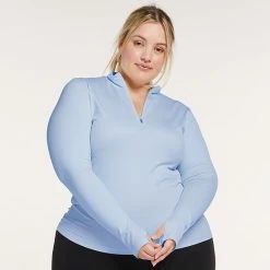 Women's FLX Balance Ribbed Quarter-Zip Mockneck Top Lacy Lavender -FLX stop unnamed file 718