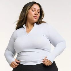 Women's FLX Balance Ribbed Quarter-Zip Mockneck Top Lacy Lavender -FLX stop unnamed file 724