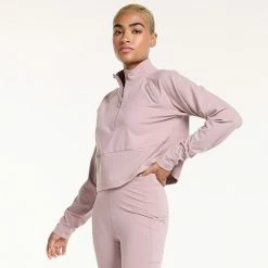 Women's FLX Quarter-Zip Crop Mockneck Jacket Mineral Black -FLX stop unnamed file 775