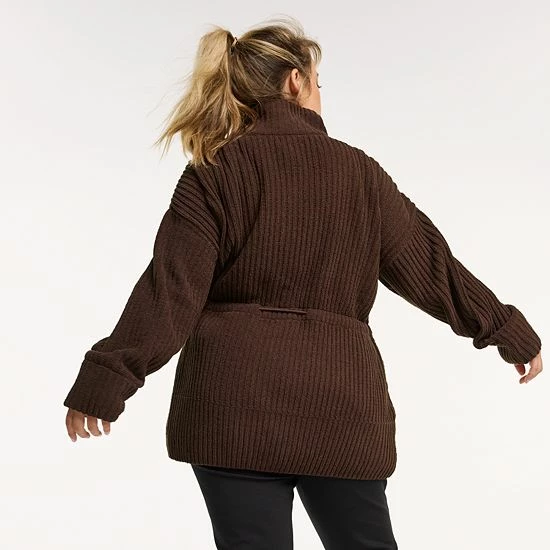 Plus Size FLX Commuter Sweater Jacket Plum Sherry 4 Plus Size FLX Commuter Sweater Jacket Plum Sherry - Image 2