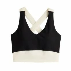 Women's FLX Affirmation Crop Tank With Built-In Bra Navy Lime Green -FLX stop unnamed file 854