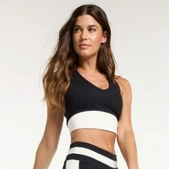 Women's FLX Affirmation Crop Tank With Built-In Bra Navy Lime Green -FLX stop unnamed file 855