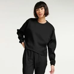 Women's FLX Mixed-Media Crewneck Sweatshirt Mint Crackle -FLX stop unnamed file 910