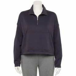 Plus Size FLX Quarter-Zip French Terry Sweatshirt Vintage Moss -FLX stop unnamed file 913