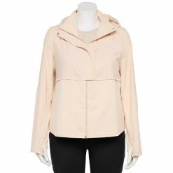 Plus Size FLX Hooded Mixed-Media Performance Jacket Leisure Beige -FLX stop unnamed file 952