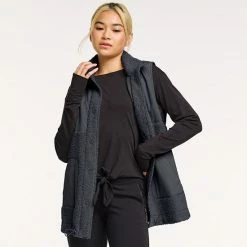 Women's FLX Snap-Front Boucle Mixed-Media Vest Mineral Black -FLX stop unnamed file 99